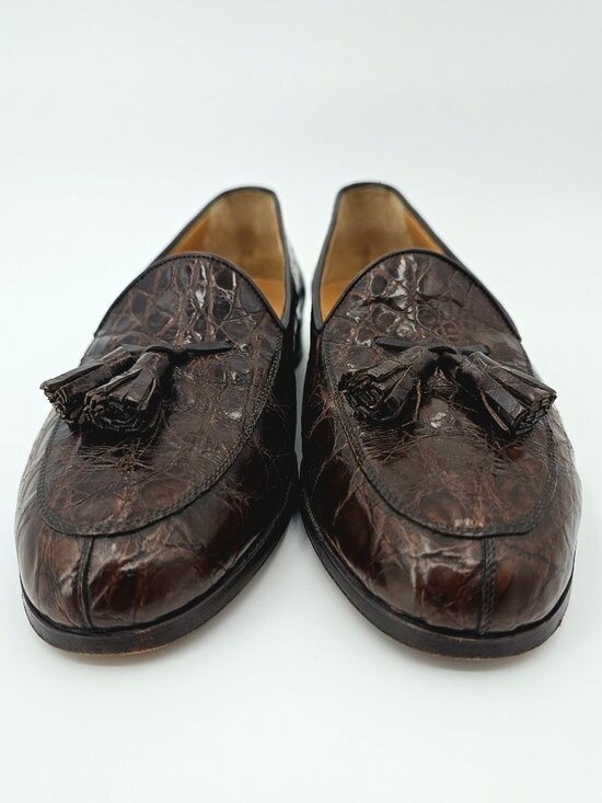 A. Testoni Tassel Loafers Brown Leather Alligator Brogue Shoes Mens Size US 9.5N main image 12